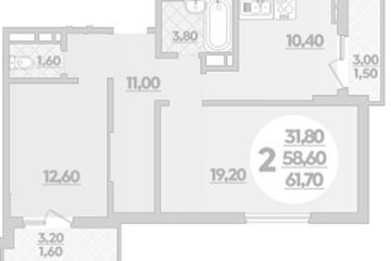 Фото №1: 2-комнатная квартира 61 м² - Краснодар, мкр. жилой комплекс Парк У Дома, ул. Героев-Разведчиков, 11/1