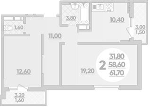 Фото №1: 2-комнатная квартира 61 м² - Краснодар, жилой комплекс Парк У Дома, ул. Героев-Разведчиков, 11/1