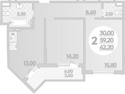 Фото №1: 2-комнатная квартира 62 м² - Краснодар, жилой комплекс Парк У Дома, ул. Героев-Разведчиков, 11/1