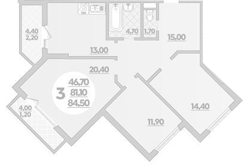 Фото №1: 3-комнатная квартира 84 м² - Краснодар, жилой комплекс Парк У Дома, ул. Героев-Разведчиков, 11/1