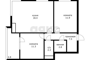 Фото №2: 2-комнатная квартира 59 м² - Краснодар, мкр. Парк Победы, 