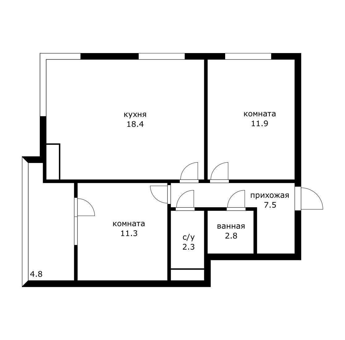 Фото №12: 2-комнатная квартира 59 м² - Краснодар, Прикубанский внутригородской округ, мкр. Парк Победы