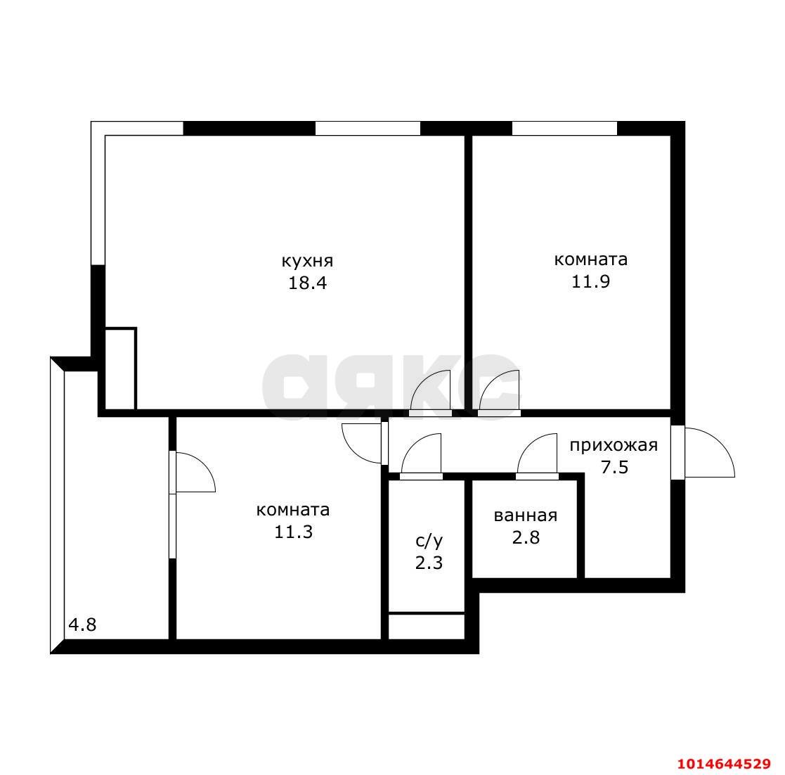Фото №4: 2-комнатная квартира 59 м² - Краснодар, Парк Победы, 