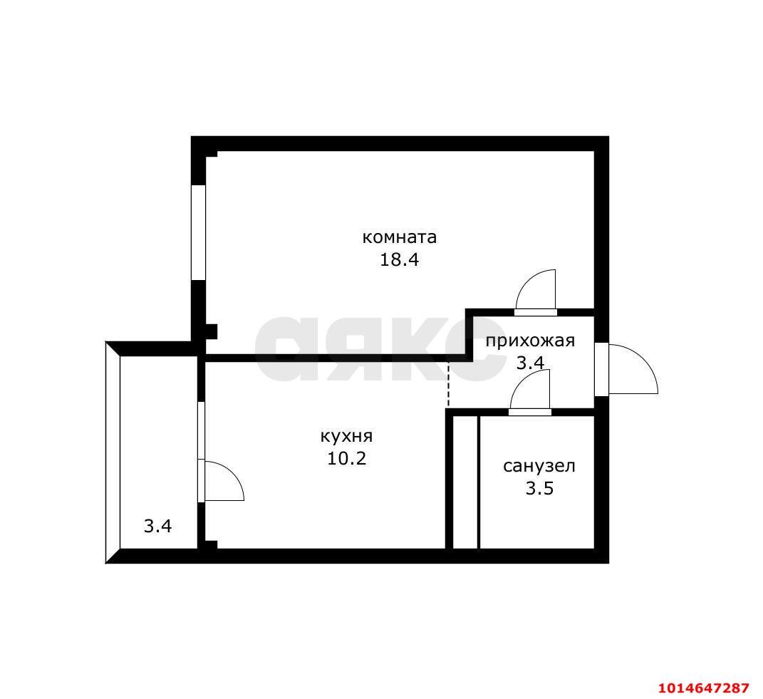 Фото №8: 1-комнатная квартира 40 м² - Краснодар, мкр. Прикубанский внутригородской округ, ул. Калужская, 20