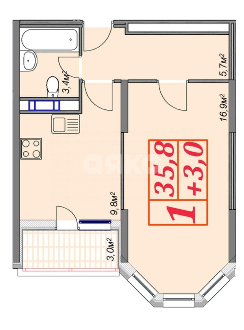 Фото №24: 1-комнатная квартира 39 м² - Анапа, 3Б, ул. Владимирская, 150