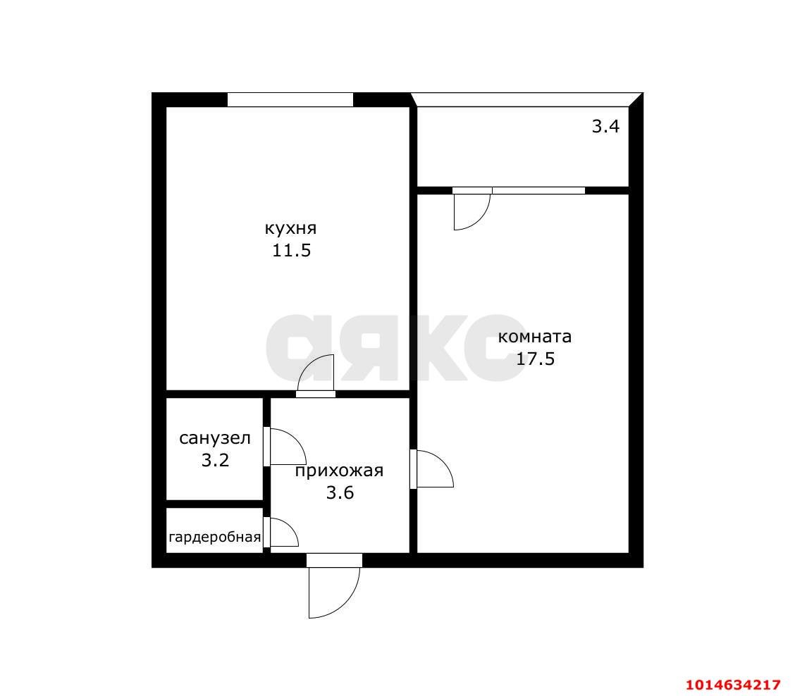 Фото №14: 1-комнатная квартира 43 м² - Краснодар, Черёмушки, ул. Селезнёва, 4/5