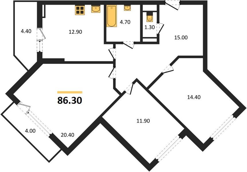 Фото №1: 3-комнатная квартира 86 м² - Краснодар, жилой комплекс Парк У Дома, ул. Героев-Разведчиков, 11/1