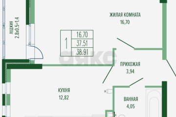 Фото №2: 1-комнатная квартира 43 м² - Краснодар, мкр. Фестивальный, 