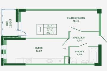 Фото №2: 1-комнатная квартира 43 м² - Краснодар, мкр. Фестивальный, ул. Круговая, 4/1к1