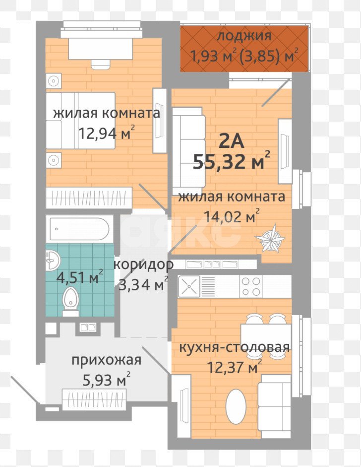 Фото №20: 2-комнатная квартира 42 м² - Темрюк, ул. Карла Маркса, 153