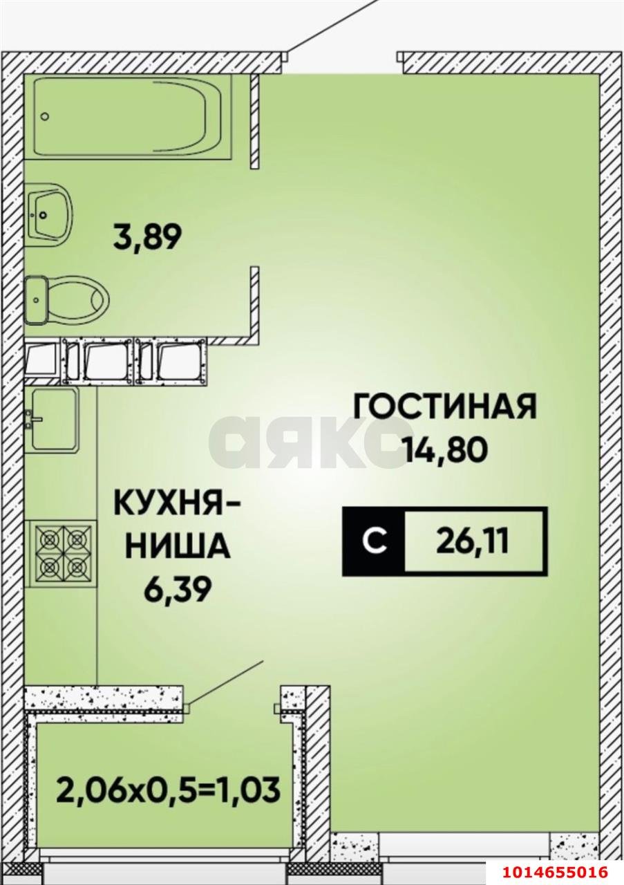 Фото №11: Студия 26 м² - Краснодар, жилой комплекс Архитектор, ул. Наставников, 14