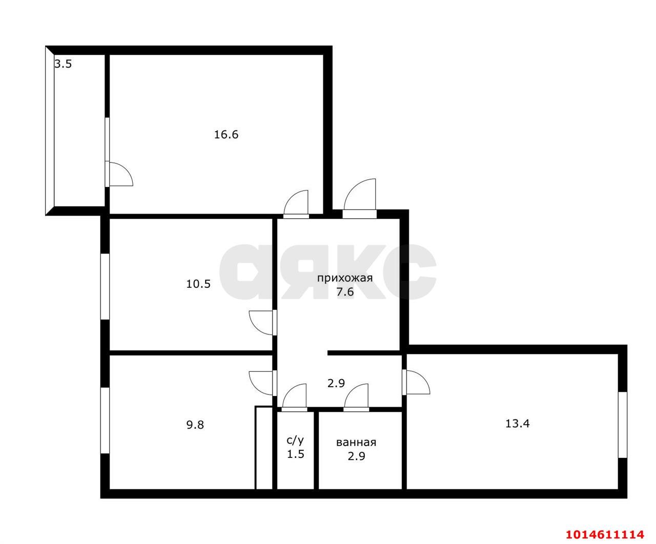 Фото №3: 3-комнатная квартира 70 м² - Яблоновский, жилой комплекс Солнечный, ул. Солнечная, 55/1к4