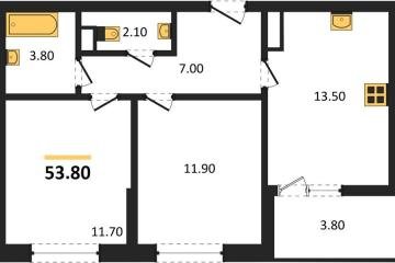 Фото №1: 2-комнатная квартира 53 м² - Краснодар, мкр. Прикубанский внутригородской округ,