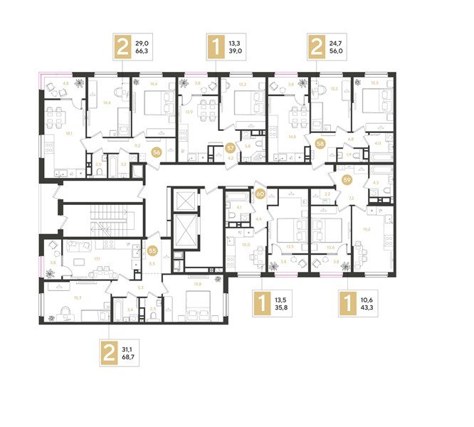 Фото №8: 2-комнатная квартира <span class="whitespace-nowrap">56 м²</span>, <span class="whitespace-nowrap">5/18 эт.</span> - Краснодар, мкр. Прикубанский внутригородской округ