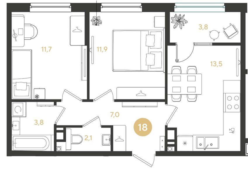 Фото №1: 2-комнатная квартира 53 м² - Краснодар, мкр. Прикубанский внутригородской округ