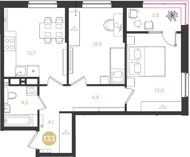 Фото №1: 2-комнатная квартира 58 м² - Краснодар, мкр. Прикубанский внутригородской округ