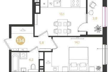 Фото №1: 1-комнатная квартира 41 м² - Краснодар, мкр. Прикубанский внутригородской округ, 