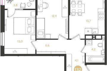 Фото №1: 2-комнатная квартира 58 м² - Краснодар, мкр. Прикубанский внутригородской округ, 