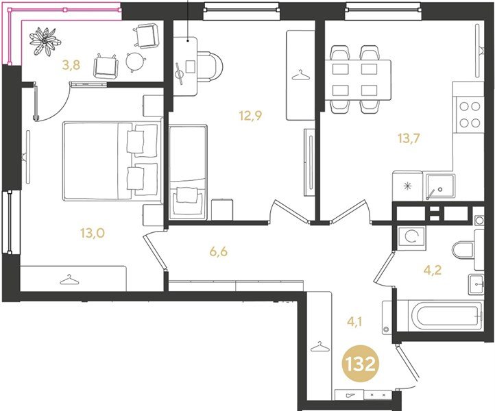 Фото №1: 2-комнатная квартира 58 м² - Краснодар, мкр. Прикубанский внутригородской округ