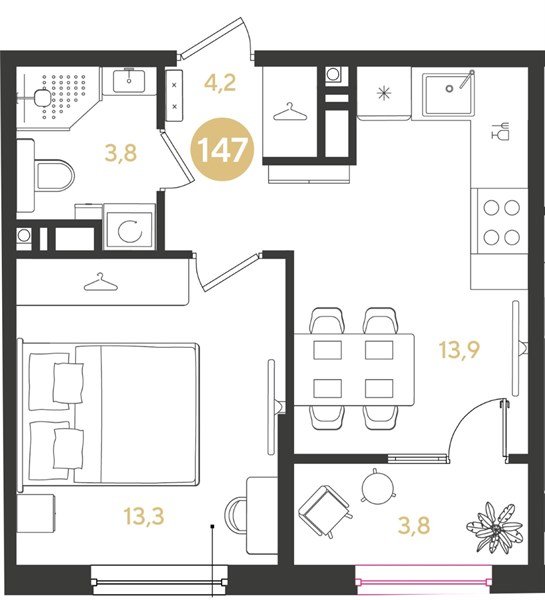 Фото №1: 1-комнатная квартира 39 м² - Краснодар, мкр. Прикубанский внутригородской округ