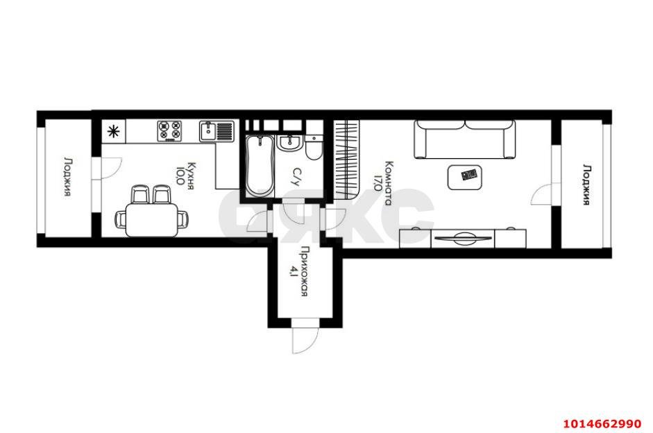 Фото №11: 1-комнатная квартира 41 м² - Южный, ул. Войсковая, 8/1