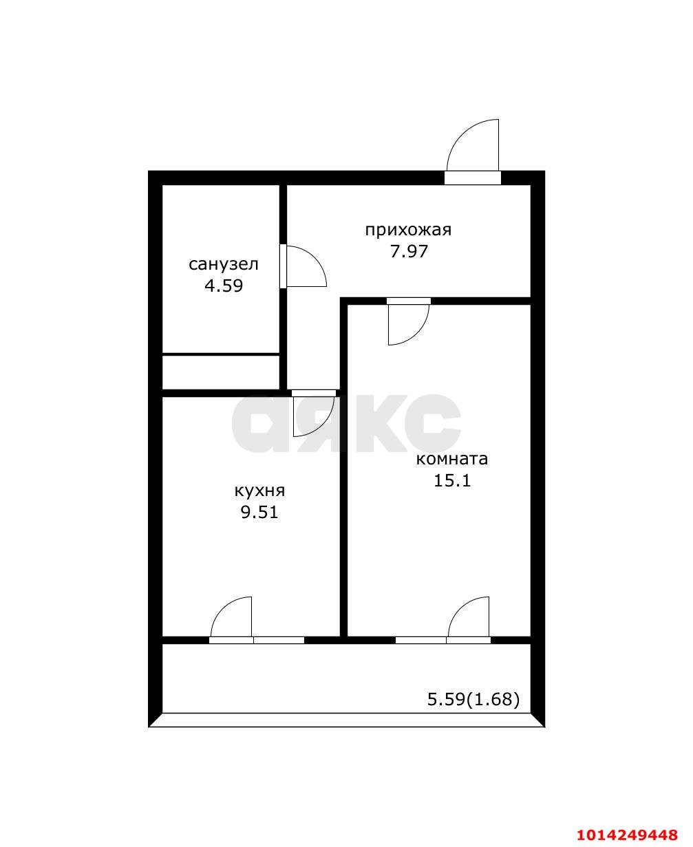 Фото №9: 1-комнатная квартира 43 м² - Краснодар, Музыкальный, ЖК Времена Года, имени Петра Метальникова, Завод Радиоизмерительных Приборов, Прикубанский внутригородской округ, мкр. жилой комплекс Времена года, ул. Петра Метальникова, 5к1