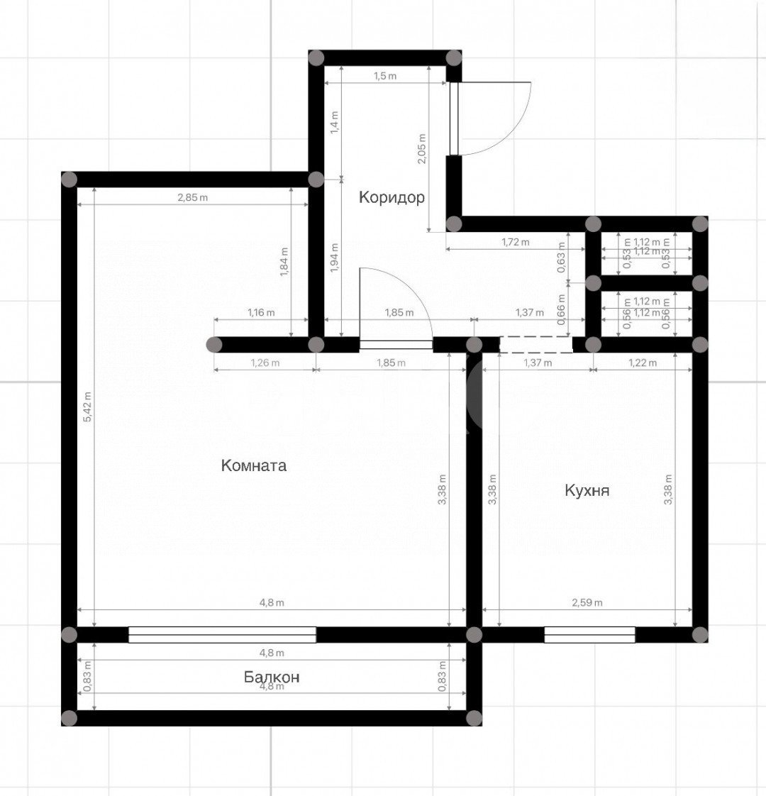 Фото №5: 1-комнатная квартира 35 м² - Майкоп, квартал Черёмушки, ул. Чкалова, 82
