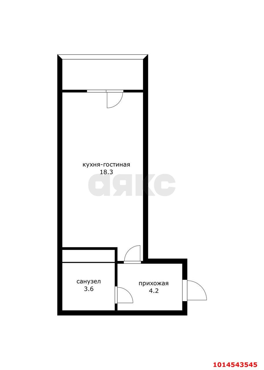 Фото №16: Студия 26 м² - Краснодар, ЖК Абрикосово, ул. имени Героя Георгия Бочарникова, 4к1
