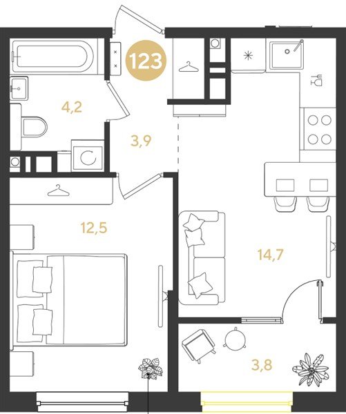 Фото №1: 1-комнатная квартира 39 м² - Краснодар, мкр. Прикубанский внутригородской округ