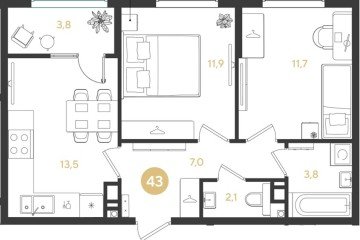 Фото №1: 2-комнатная квартира 53 м² - Краснодар, мкр. Прикубанский внутригородской округ, 