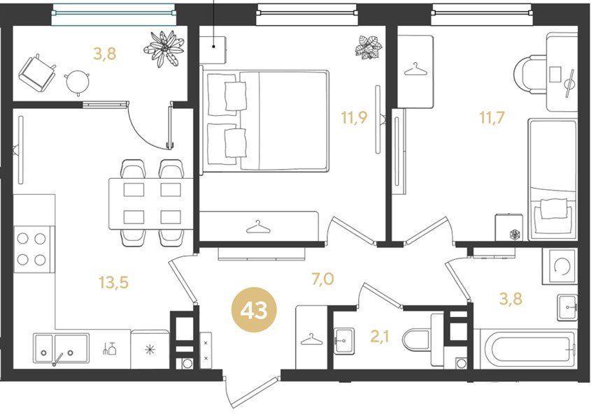 Фото №1: 2-комнатная квартира 53 м² - Краснодар, мкр. Прикубанский внутригородской округ