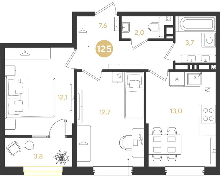 Фото №1: 2-комнатная квартира 54 м² - Краснодар, мкр. Прикубанский внутригородской округ