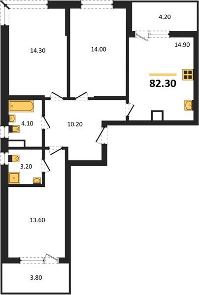 Фото №1: 3-комнатная квартира 82 м² - Краснодар, мкр. Прикубанский внутригородской округ