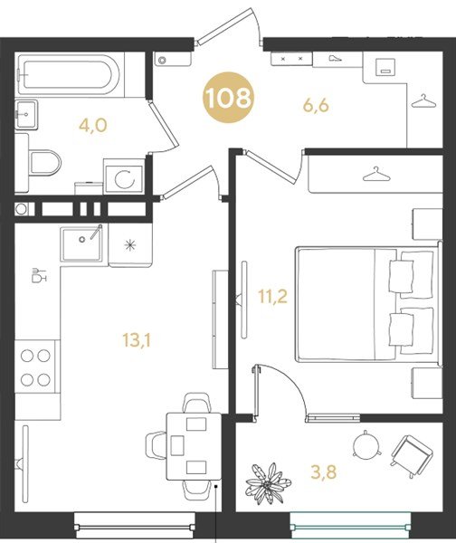 Фото №1: 1-комнатная квартира 38 м² - Краснодар, мкр. Прикубанский внутригородской округ