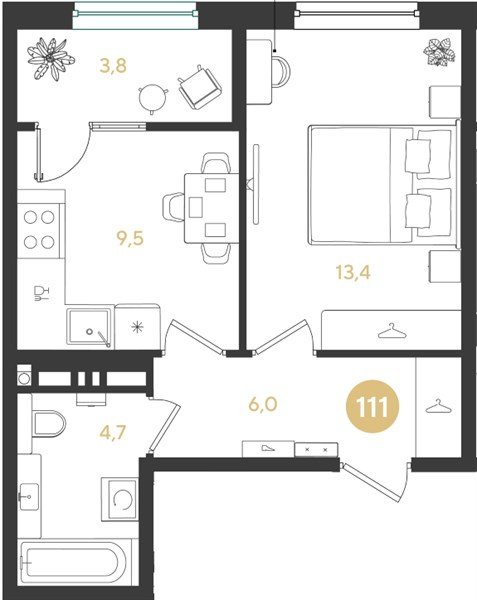Фото №1: 1-комнатная квартира 37 м² - Краснодар, мкр. Прикубанский внутригородской округ