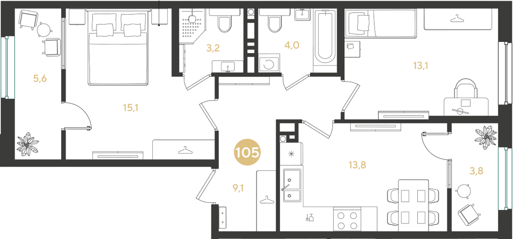 Фото №1: 2-комнатная квартира 67 м² - Краснодар, мкр. Прикубанский внутригородской округ