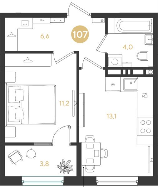 Фото №1: 1-комнатная квартира 38 м² - Краснодар, мкр. Прикубанский внутригородской округ
