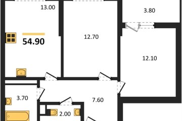 Фото №1: 2-комнатная квартира 54 м² - Краснодар, мкр. Прикубанский внутригородской округ, 