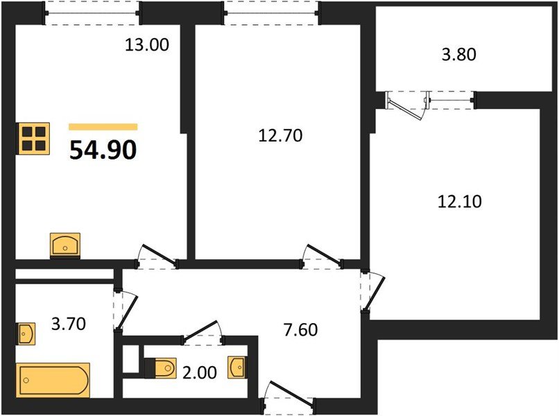 Фото №1: 2-комнатная квартира 54 м² - Краснодар, мкр. Прикубанский внутригородской округ