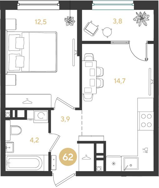 Фото №1: 1-комнатная квартира 39 м² - Краснодар, мкр. Прикубанский внутригородской округ