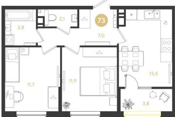 Фото №1: 2-комнатная квартира 53 м² - Краснодар, мкр. Прикубанский внутригородской округ, 