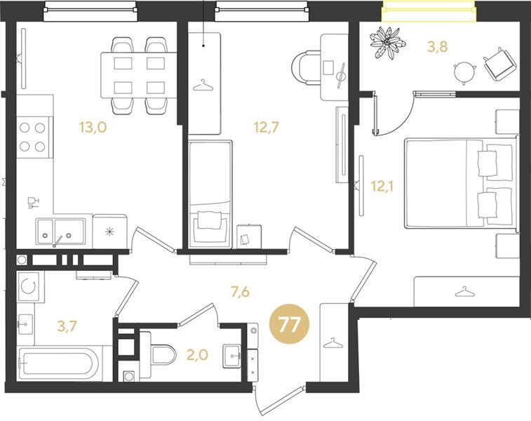 Фото №1: 2-комнатная квартира 54 м² - Краснодар, мкр. Прикубанский внутригородской округ