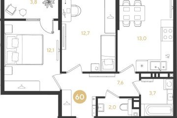 Фото №1: 2-комнатная квартира 54 м² - Краснодар, мкр. Прикубанский внутригородской округ, 
