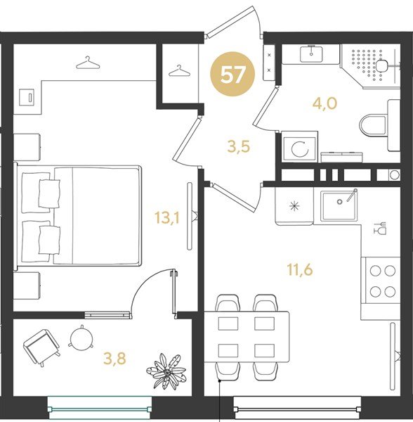 Фото №1: 1-комнатная квартира 36 м² - Краснодар, мкр. Прикубанский внутригородской округ