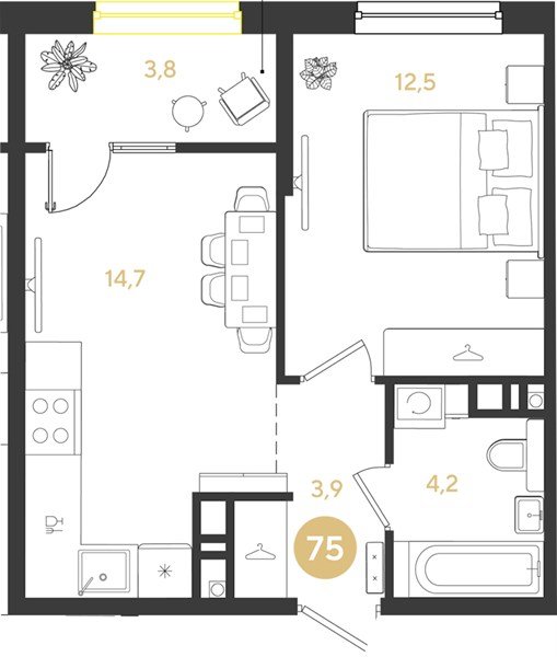 Фото №1: 1-комнатная квартира 39 м² - Краснодар, мкр. Прикубанский внутригородской округ