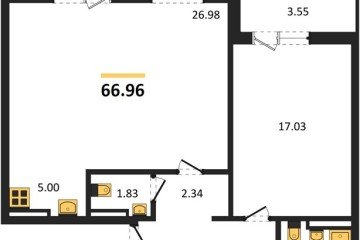 Фото №1: 1-комнатная квартира 66 м² - Краснодар, мкр. жилой комплекс Квартал № 6, ул. имени Героя Советского Союза Дмитрия Мирошниченко, 43