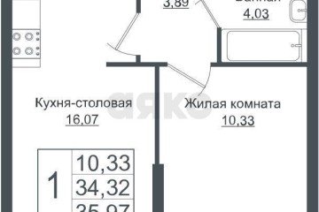 Фото №5: 1-комнатная квартира 32 м² - Краснодар, мкр. Сады Калинина, ул. имени Евдокии Сокол, 1