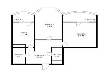 Фото №2: 2-комнатная квартира 74 м² - Краснодар, мкр. Фестивальный, ул. Скрябина, 4