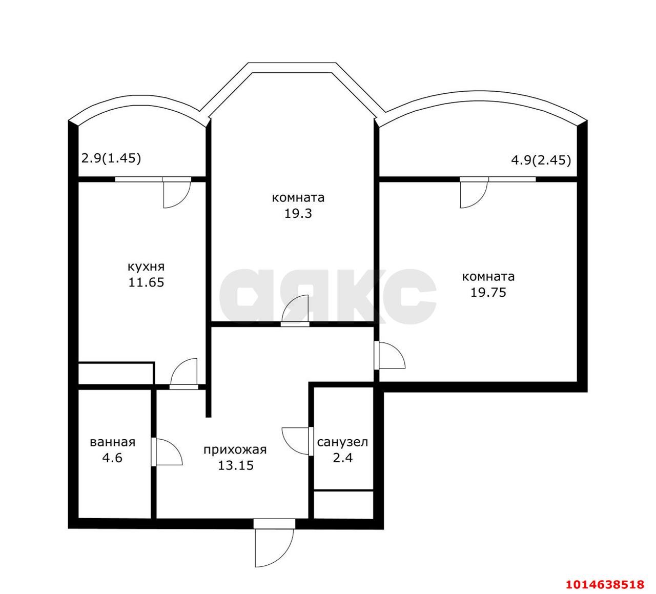 Фото №4: 2-комнатная квартира 74 м² - Краснодар, Фестивальный, ул. Скрябина, 4