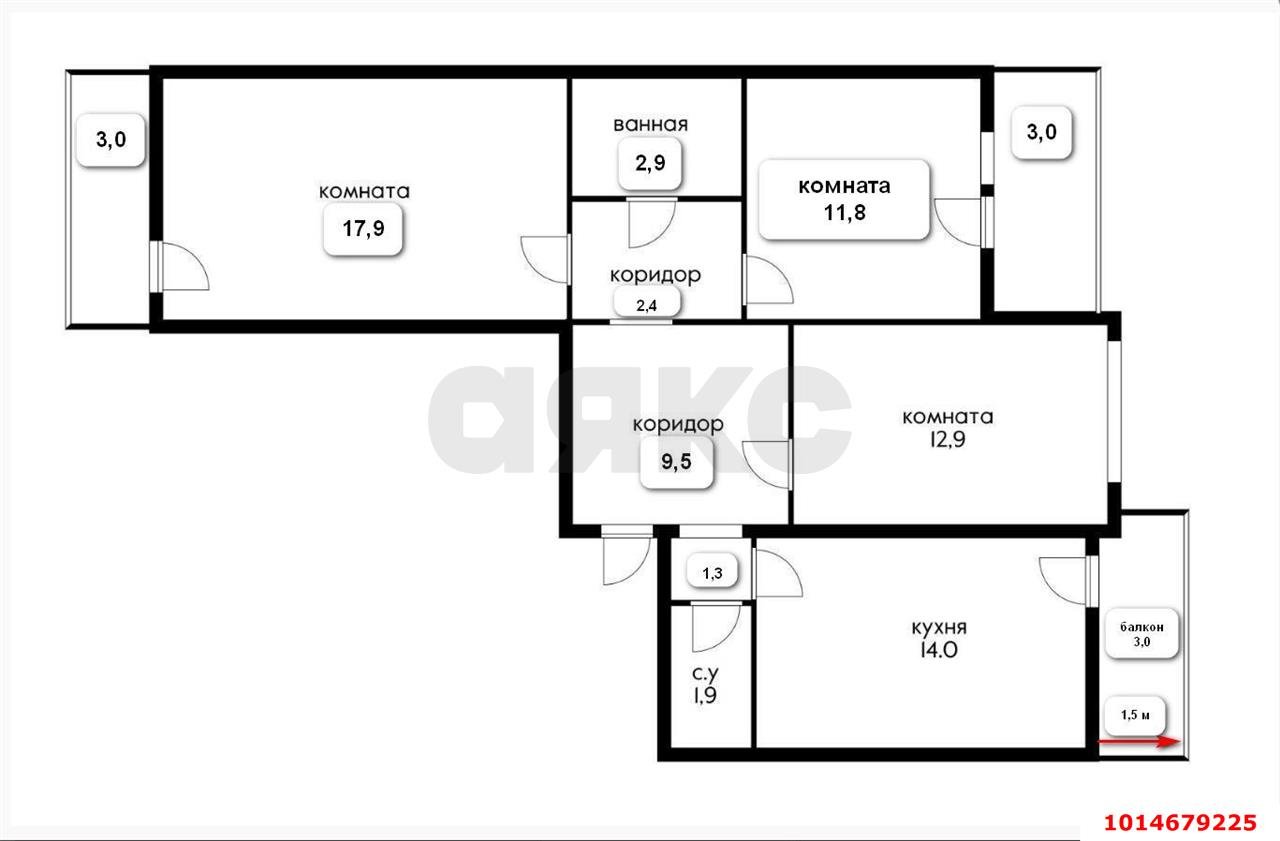 Фото №12: 3-комнатная квартира 84 м² - Краснодар, Московский, ул. Карякина, 15